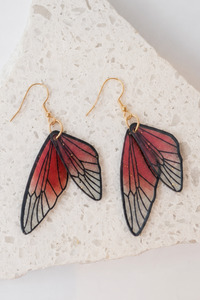 Accessories: Red - Butterfly Resin Earrings