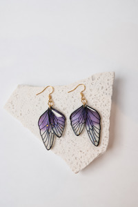 Accessories: Purple - Butterfly Resin Earrings