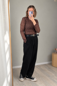 All: Chestnut Polka Dot Mesh Top
