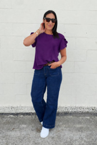 Tops: Mulberry - Silky Vanessa Ruffle Sleeve Top