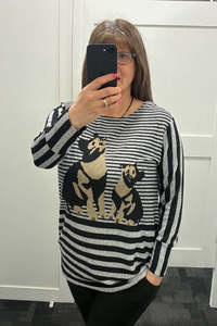 Tops: Acrylic Jersey -  Family black/sand