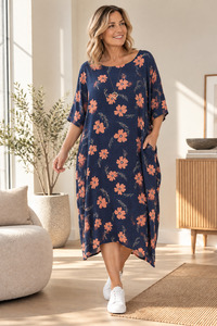 Shopyapps Product Labels Best Selling: Midnight Coral - Curvier Smock Dress