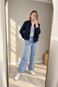 Zip Ups: Rustic Chic Zip Up - Navy