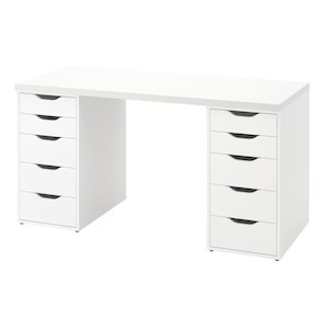Home Office: Ikea Lagkapten / Alex Desk Combo, 140x60x73cm, White