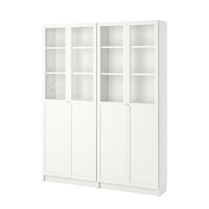 Ikea Billy Bookcase Range: Ikea Billy Bookcase with Oxberg Half Glass Doors, 160x30x202cm, White