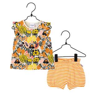 Moomin Baby Top and Shorts Set, Papaya