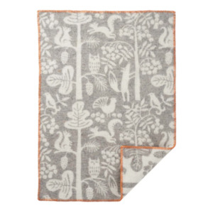 Klippan Premium Tree Climbers 100% Wool Baby Blanket, Grey