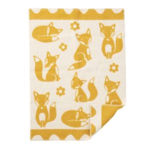 Klippan Premium Fox 100% Wool Baby Blanket, Saffron