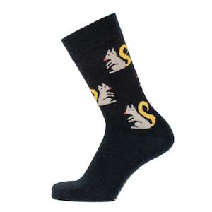 Squirrel Merino Socks, Black