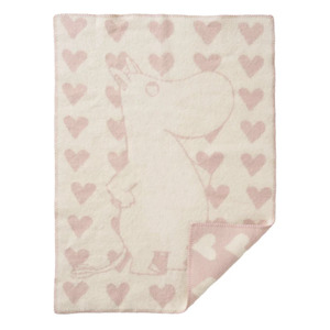 Baby Kids Blankets: Klippan Premium Moomin Heart Baby Wool Blanket, 65x90cm Pink