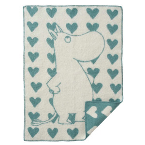 Klippan Premium Moomin Heart Baby Wool Blanket, 65x90cm Blue