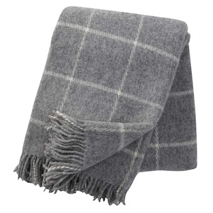 Klippan Vinga 100% Wool Throw, Light Grey