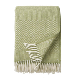 Klippan ZigZag 100% Wool Throw, Leaf Green