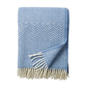 Last Chance: Klippan ZigZag 100% Wool Throw, Infinity Blue