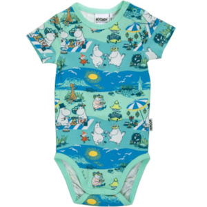 Moomin Beach day Short Sleeve Baby Body, Blue