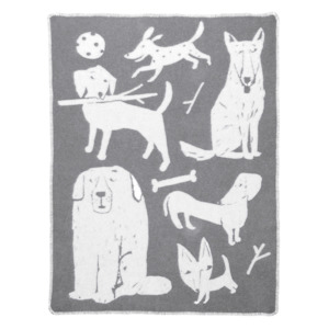 Dog Park Koirapuisto Kids' Wool Blanket, 90x130cm, Grey-White