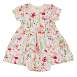Baby Clothing: Ma-ia Meadow Baby Body Short Sleeve Dress, Multi Pink