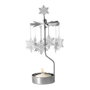 Snowstar Tea Light Carousel Chime, Silver