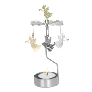 Gifts Under 40: Trumpet Angel Tea Light Carousel Chime, Silver/Gold