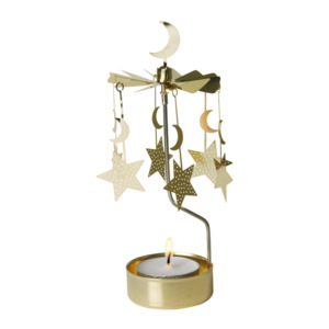 Moon and Stars Tea Light Carousel, Gold