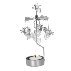Flying Angel Tea Light Carousel, Silver