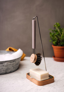 Dishcloths Brushes: Smart Nature Dish Brush Stand with Soap Holder, Rectangular