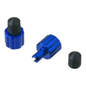 Wheel Tyre: DRC AIRVALVE CAP W/VALVE WRENCH 2PCS BLUE