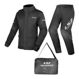 Rainwear: LS2 Aqua Rain Suit Jacket & Pant Set - Black