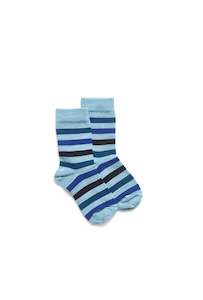 Kids Wide Stripe Sock - Seafoam