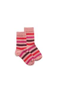 Kids Wide Stripe Sock - Dusty Pink