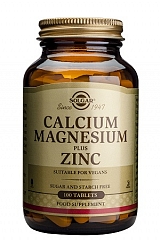 Products: Solgar Calcium Magnesium Plus Zinc Tablets 100