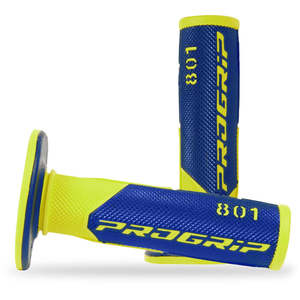 Beta Alp125 4 Stroke 2008: Blue/Fluro Yellow Double Density Grips 1/2 Waffle 115mm Progrip (PG801BLY)