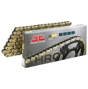 428HRO x 130 Gold/Black O'Ring chain w/ clip link JT (JT428HRO130GB)