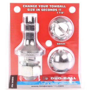 Trailer Parts: TROJAN DUO-BALL TOW BALL KIT 1IN SHANK