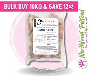 Bulk Options: NATURA Bulk Lamb Tripe 10kg /IN STORE ONLY