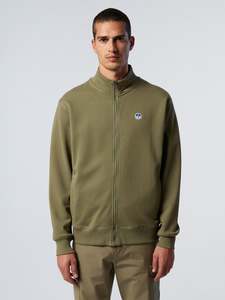 Full-zip sweatshirt with logo patch