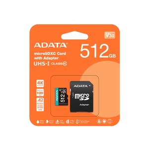 Microsd Cards: ADATA Premier Pro 512GB U3 A2 V30 microSD Card with Adapter