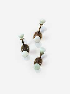 Hooks Wall Shelves: Vertical Brass Double Hook