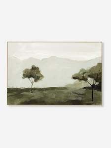 Country Hills Green Framed Canvas