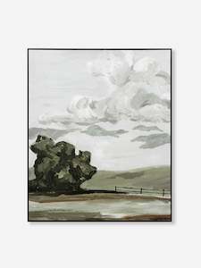 Country View Green Framed Canvas