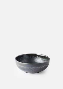 Japanese Naibu Collection: Matte Black with Shiny Edge Deep Serving Bowl