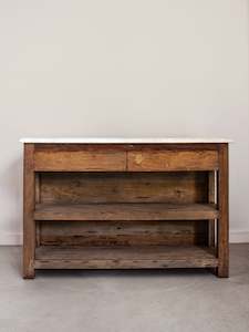 Kitchen Islands: Vintage Kitchen Island with Marble Top