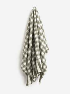 Bliss Wool Throw - Olive & White