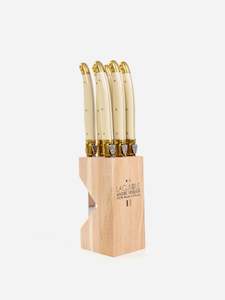 Cutlery Servers: Laguiole Ivory & Brass Steak Knife Block