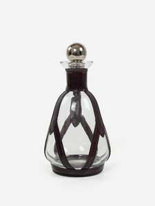 Bar Accessories: Glass & Leather Decanter