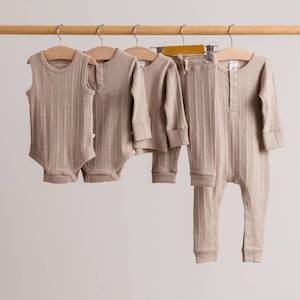Woolbabe Organic Cotton & Merino Long Sleeve Henley Bodysuit