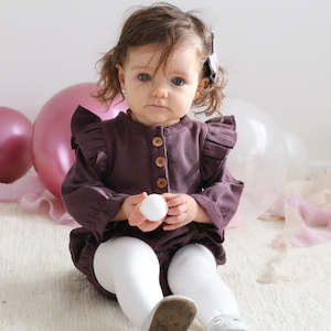 Winter Warmers: Burrow & Be Hazel Romper - Herringbone Plum