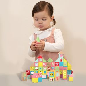 Classic World Wooden Sweet Cube Blocks - 68pcs