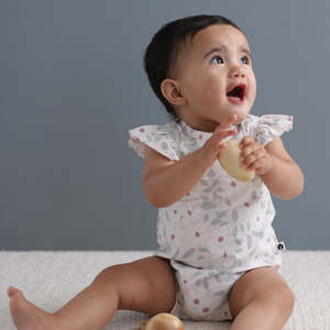 Burrow & Be Flutter Sleeve Bubble Romper - Bellis