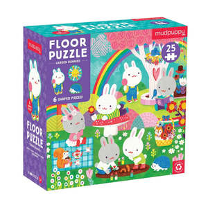 Wooden Puzzles: Mudpuppy Garden Bunnies 25 piece Floor Puzzle